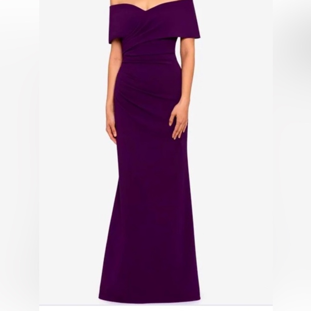 New Adam Off-Shoulder eggplant Maxi Dress